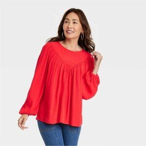 Know Rose Red Long Sleeve Blouse Size Medium | Boho Chic & Effortlessly Elegant